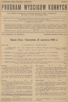 Program Wyścigów Konnych. 1952, nr 12