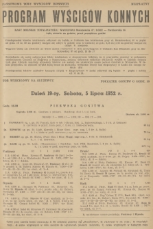 Program Wyścigów Konnych. 1952, nr 19