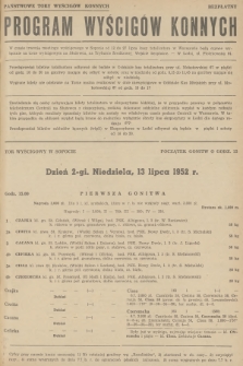 Program Wyścigów Konnych. 1952, nr 22