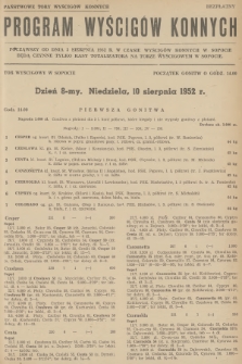 Program Wyścigów Konnych. 1952, nr 30