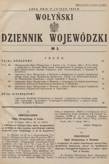 Wołyński Dziennik Wojewódzki. 1934, nr 3