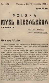 Polska Myśl Niezależna. 1938, nr 4