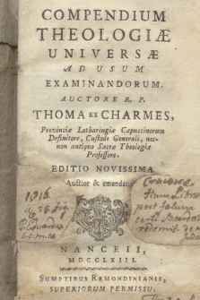 Compendium Theologiae Universae Ad Usum Examinandorum