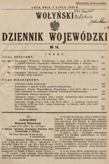 Wołyński Dziennik Wojewódzki. 1935, nr 14