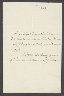 Ś. p. Otolija z Mazewskich hrabina Kraszewska zmarła w Sułaku (Krym) 15-go (27) Kwietnia 1881 roku [...]
