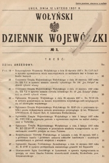 Wołyński Dziennik Wojewódzki. 1937, nr 3