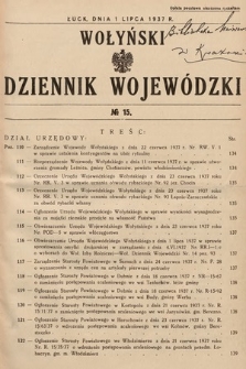 Wołyński Dziennik Wojewódzki. 1937, nr 15