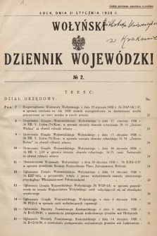 Wołyński Dziennik Wojewódzki. 1938, nr 2