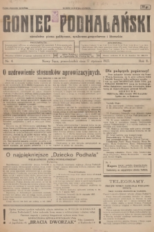 Goniec Podhalański : niezależne pismo polityczne, społeczno-gospodarcze i literackie. R.2, 1927, nr 4