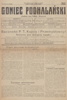 Goniec Podhalański : niezależne pismo polityczne, społeczno-gospodarcze i literackie. R.2, 1927, nr 16