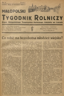 Małopolski Tygodnik Rolniczy : organ Małopolskiego Towarzystwa Rolniczego, Oddziału we Lwowie. R.1, 1937, nr 2