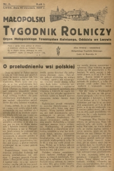 Małopolski Tygodnik Rolniczy : organ Małopolskiego Towarzystwa Rolniczego, Oddziału we Lwowie. R.1, 1937, nr 3
