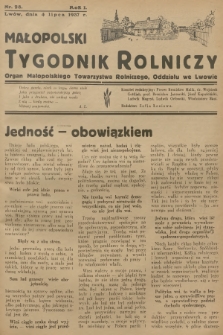 Małopolski Tygodnik Rolniczy : organ Małopolskiego Towarzystwa Rolniczego, Oddziału we Lwowie. R.1, 1937, nr 28