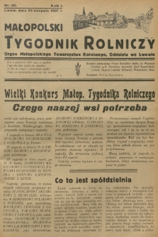Małopolski Tygodnik Rolniczy : organ Małopolskiego Towarzystwa Rolniczego, Oddziału we Lwowie. R.1, 1937, nr 36