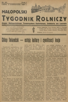 Małopolski Tygodnik Rolniczy : organ Małopolskiego Towarzystwa Rolniczego, Oddziału we Lwowie. R.1, 1937, nr 43