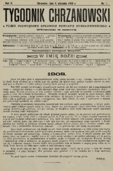 Tygodnik Chrzanowski : pismo poświęcone sprawom powiatu chrzanowskiego. R.2, 1908, nr 1