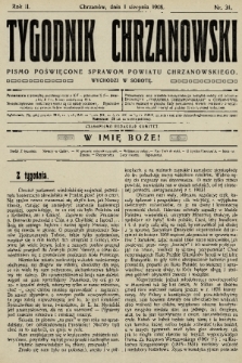 Tygodnik Chrzanowski : pismo poświęcone sprawom powiatu chrzanowskiego. R.2, 1908, nr 31