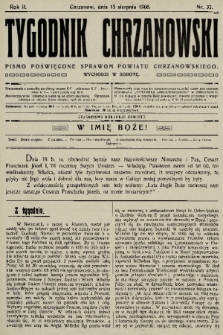 Tygodnik Chrzanowski : pismo poświęcone sprawom powiatu chrzanowskiego. R.2, 1908, nr 33