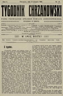 Tygodnik Chrzanowski : pismo poświęcone sprawom powiatu chrzanowskiego. R.2, 1908, nr 34