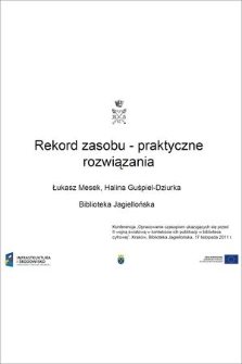 Rekord zasobu – praktyczne rozwiązania