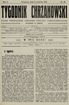 Tygodnik Chrzanowski : pismo poświęcone sprawom powiatu chrzanowskiego. R.2, 1908, nr 38