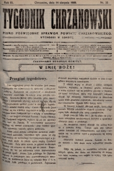 Tygodnik Chrzanowski : pismo poświęcone sprawom powiatu chrzanowskiego. R.3, 1909, nr 33