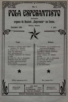 Pola Esperantisto : organo de Societo „Esperanto” en Lvovo. J.1, 1906, nro 3