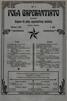 Pola Esperantisto : organo de Polaj esperantistaj societoj. J.1, 1907, nro 4