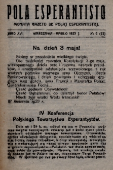 Pola Esperantisto : monata gazeto de Polaj Esperantistoj. J.17, 1923, № 6