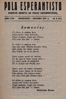 Pola Esperantisto : monata gazeto de Polaj Esperantistoj. J.17, 1923, № 9