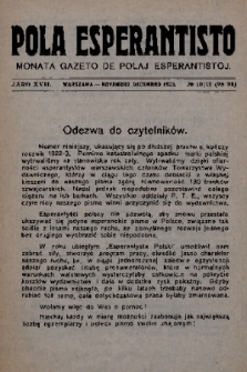 Pola Esperantisto : monata gazeto de Polaj Esperantistoj. J.17, 1923, № 10/123