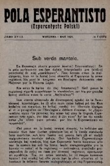 Pola Esperantisto = Esperantysta Polski. J.18, 1924, № 5