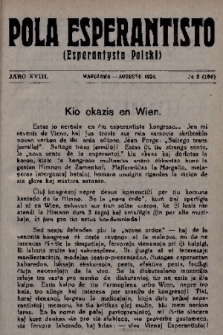 Pola Esperantisto = Esperantysta Polski. J.18, 1924, № 8