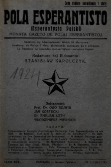 Pola Esperantisto = Esperantysta Polski : monata Gazeto de Polaj Esperantistoj. J.19, 1925, № 1-2