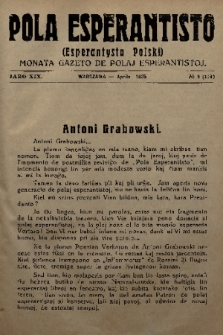 Pola Esperantisto = Esperantysta Polski : monata Gazeto de Polaj Esperantistoj. J.19, 1925, № 4