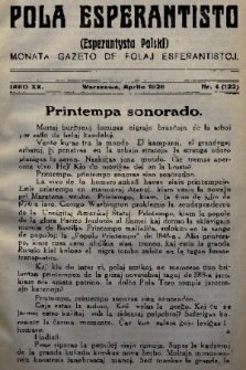 Pola Esperantisto = Esperantysta Polski : monata Gazeto de Polaj Esperantistoj. J.20, 1926, nr 4