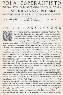 Pola Esperantisto : monata revuo de esperantista movadu ed Polujo = Esperantysta Polski : miesięczny przegląd ruchu esperanckiego w Polsce. J.21, 1927, nr 12