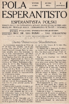 Pola Esperantisto : monata revuo de esperantista movado en Polujo kaj eksterlande = Esperantysta Polski : miesięczny przegląd ruchu esperanckiego w Polsce i zagranicą. J.28, 1934, nr 6