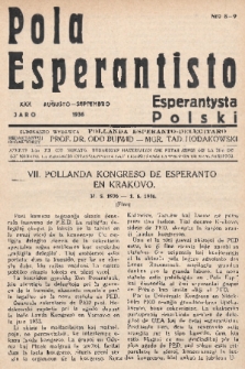 Pola Esperantisto = Esperantysta Polski. J.30, 1936, nr 8-9