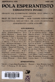 Pola Esperantisto = Esperantysta Polski. J.31, 1937, Tabelo de enhavo