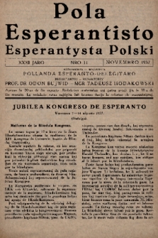 Pola Esperantisto = Esperantysta Polski. J.31, 1937, nr 11