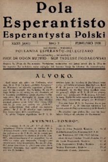 Pola Esperantisto = Esperantysta Polski. J.32, 1938, nro 2