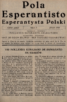 Pola Esperantisto = Esperantysta Polski. J.32, 1938, nro 7