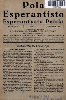 Pola Esperantisto = Esperantysta Polski. J.33, 1939, nro 1