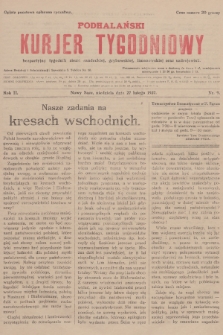 Podhalański Kurjer Tygodniowy : bezpartyjny tygodnik ziemi sandeckiej, grybowskiej, limanowskiej oraz uzdrojowisk. R.2, 1927, nr 9