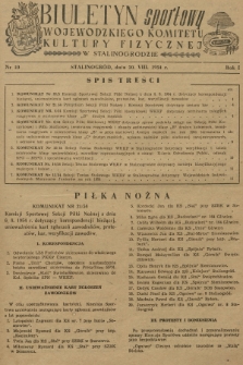 Biuletyn Sportowy Wojewódzkiego Komitetu Kultury Fizycznej w Stalinogrodzie. R.1, 1954, nr 10