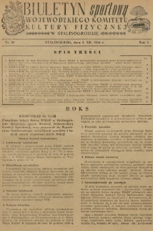Biuletyn Sportowy Wojewódzkiego Komitetu Kultury Fizycznej w Stalinogrodzie. R.1, 1954, nr 20