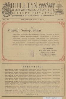 Biuletyn Sportowy Wojewódzkiego Komitetu Kultury Fizycznej w Stalinogrodzie. R.3, 1956, nr 1