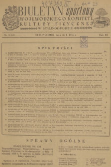 Biuletyn Sportowy Wojewódzkiego Komitetu Kultury Fizycznej w Stalinogrodzie. R.3, 1956, nr 2
