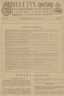 Biuletyn Sportowy Wojewódzkiego Komitetu Kultury Fizycznej w Stalinogrodzie. R.3, 1956, nr 4
